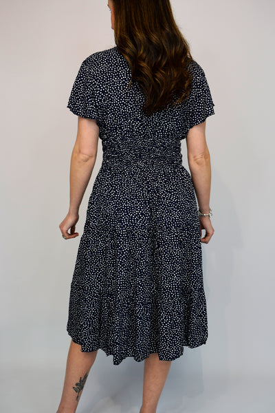 Pebble Spot Button Front Midi Dress