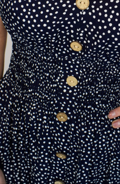 Pebble Spot Button Front Midi Dress