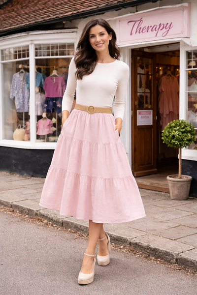 Belted Skirt - Baby Pink