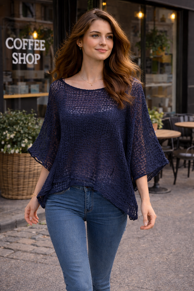 Popcorn Top - Navy