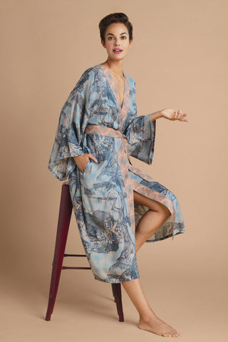 Kimono Gown - Tropical Toile Design
