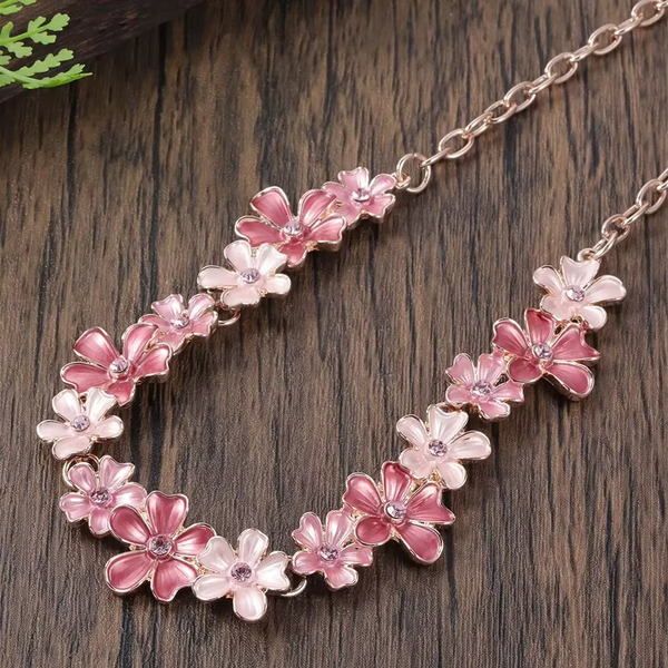 Daisy Necklace & Matching Earrings - Rose Gold/Pinks
