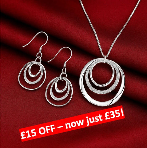SPECIAL OFFER - was £50, now £35: Silver 925 Three Circles Set