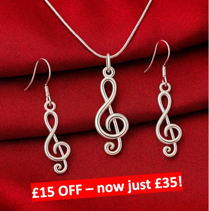 SPECIAL OFFER  - was £50, now £35 : Silver 925 Musical Note Set
