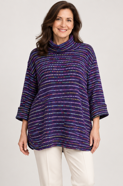 Fleck Top with Cowl Neck - Bright Amethyst