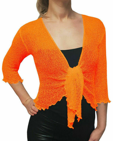 Knitted Shrug Cardigan - Orange