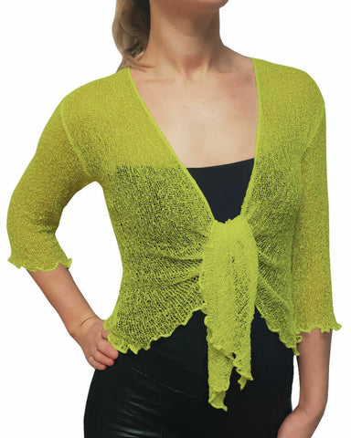 Knitted Shrug Cardigan - Lime