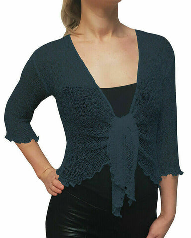 Knitted Shrug Cardigan - Navy