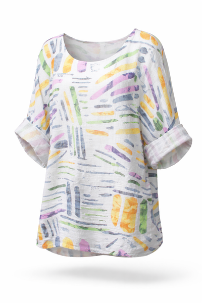 Stick Print Top - White