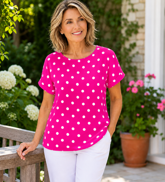 Polka Dot Top - Fuchsia