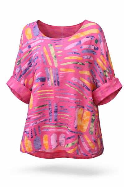 Stick Print Top - Fuchsia