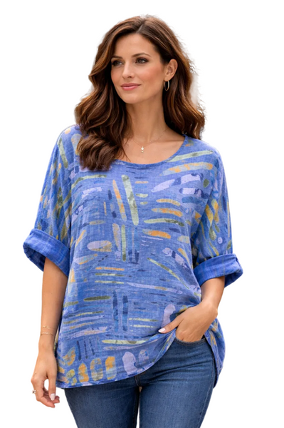Stick Print Top - Blue