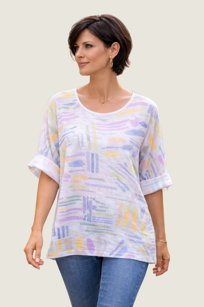 Stick Print Top - White