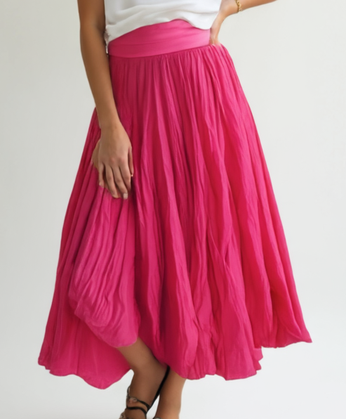 Plain Cotton Skirt - Fuchsia