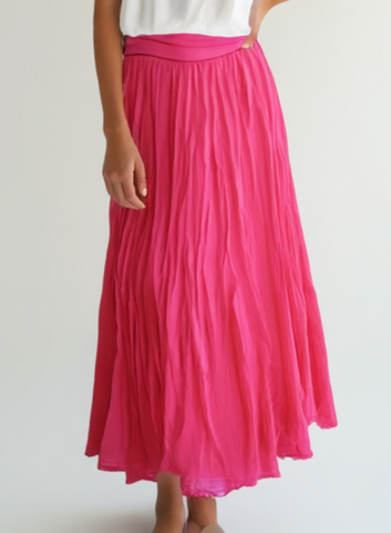 Plain Cotton Skirt - Fuchsia