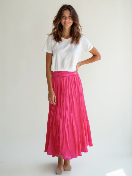 Plain Cotton Skirt - Fuchsia
