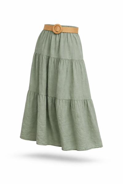 Belted Skirt - Khaki Green