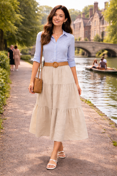 Belted Skirt - Baby Pink