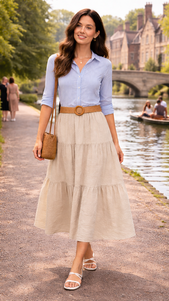 Belted Skirt - Light Mocca