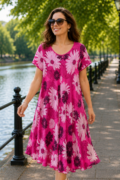 Bold Daisy Dress - Fuchsia