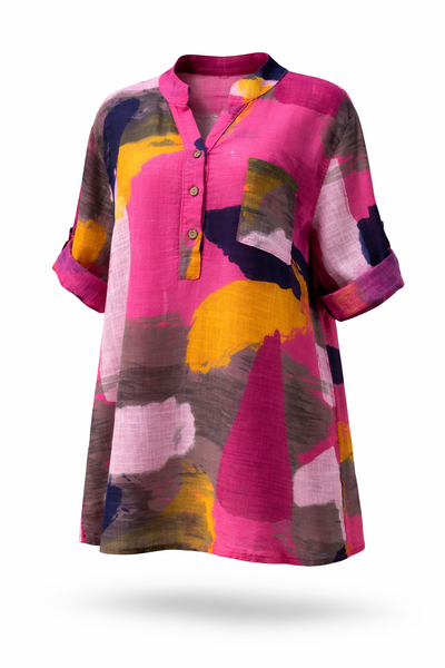 Abstract Splash Design Top - Hot Pink