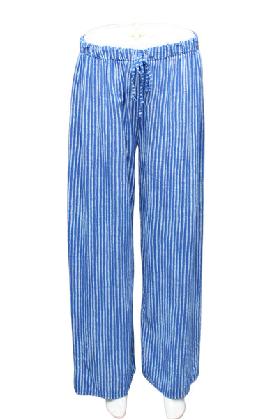 Striped Cotton Trousers - Royal Blue