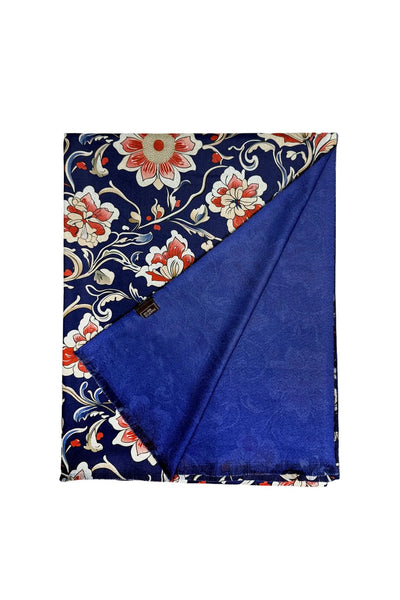 Printed William Morris Floral Scarf - Navy