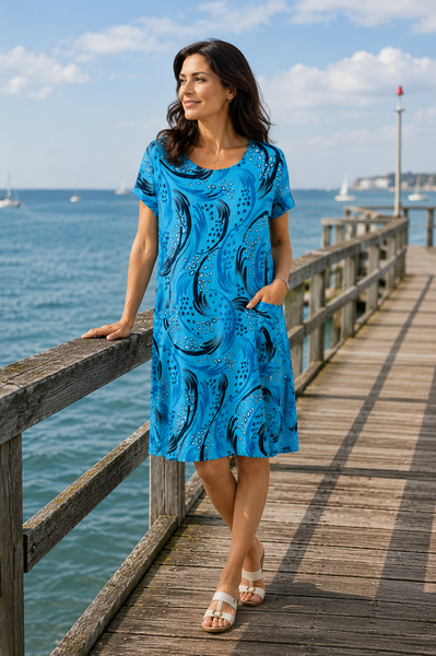 Drops of Rain Dress - Turquoise