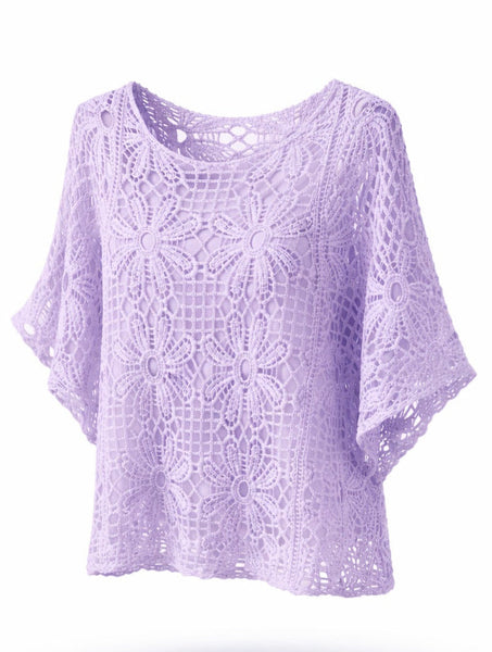 2-Piece Crochet Floral Top - Lilac
