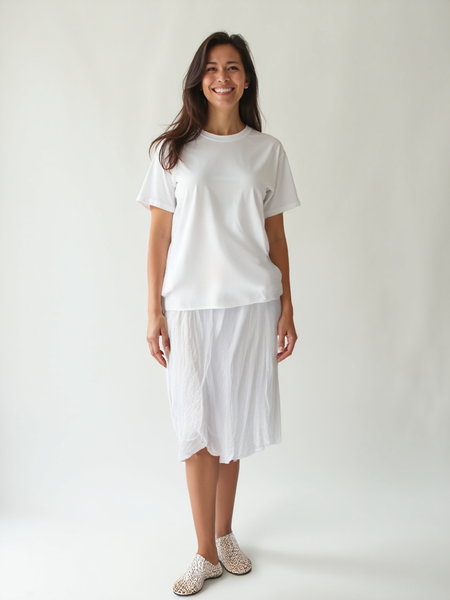 Plain Cotton Skirt - White