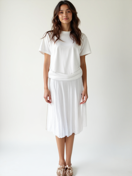 Plain Cotton Skirt - White