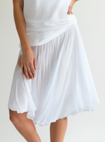 Plain Cotton Skirt - White