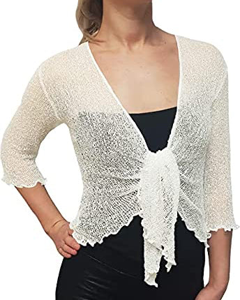 Knitted Shrug Cardigan - White