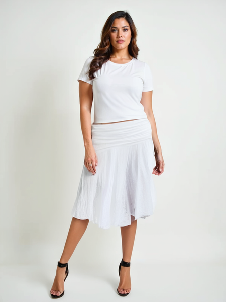 Plain Cotton Skirt - White