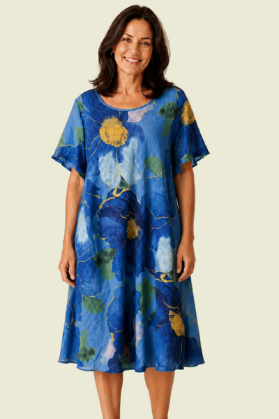 Floral Print Dress - Blue
