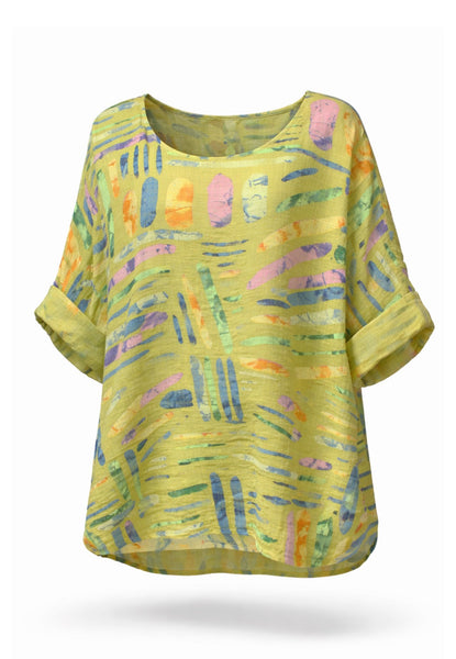 Stick Print Top - Lime