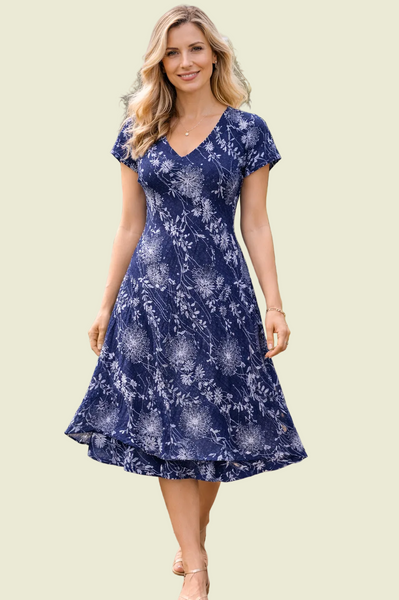 Carol Layered Dandelion Dress - Navy