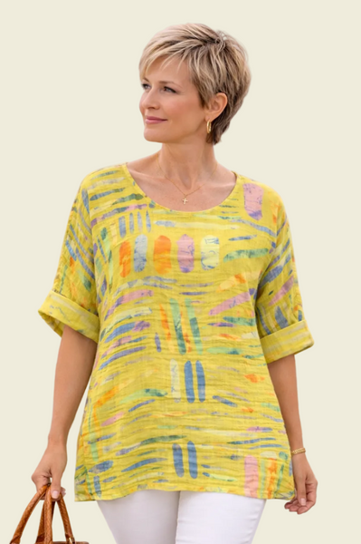 Stick Print Top - Lime