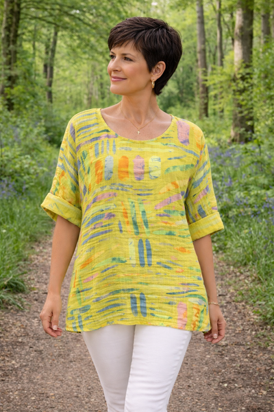 Stick Print Top - Lime