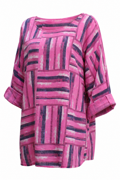 Geometric Squares Top - Hot Pink