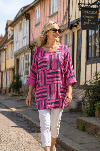 Geometric Squares Top - Hot Pink