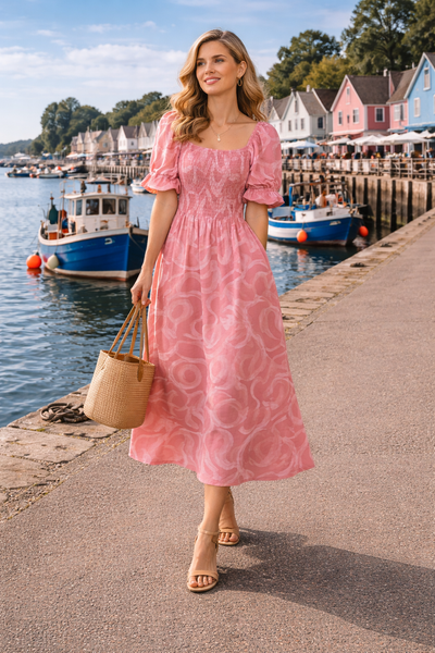 Emily Swirl Dress - Dusty Pink