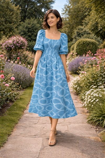 Emily Swirl Dress - Teal Blue