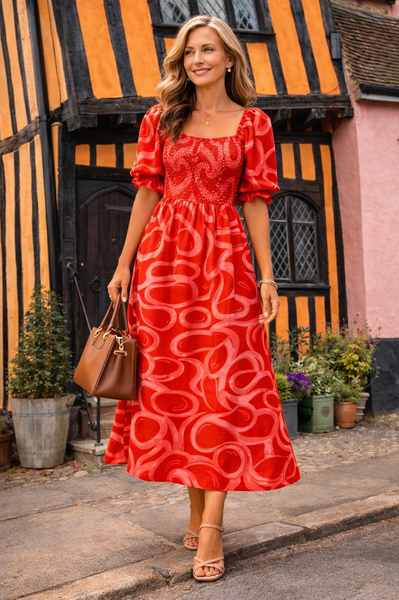Emily Swirl Dress - Red