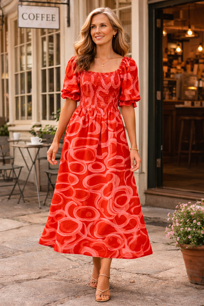 Emily Swirl Dress - Red