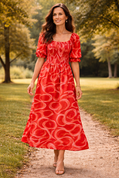 Emily Swirl Dress - Red