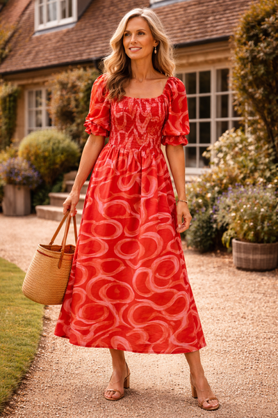 Emily Swirl Dress - Red