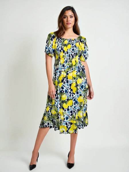 Lemon Tile Dress - Navy