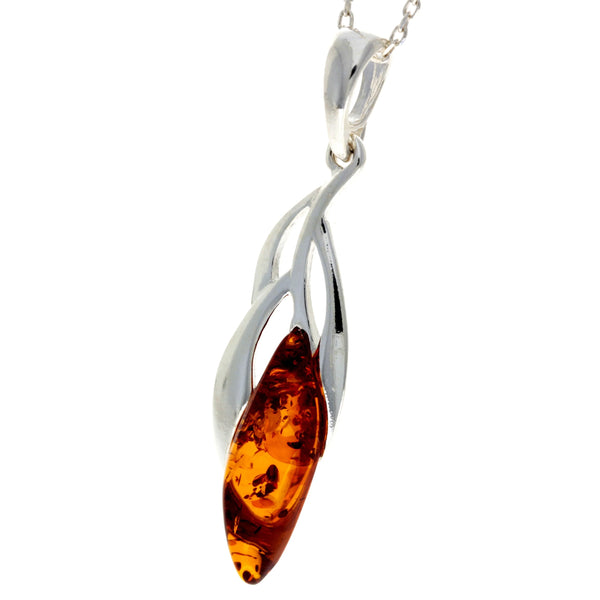 Amber 925 Silver Classic Drop Pendant