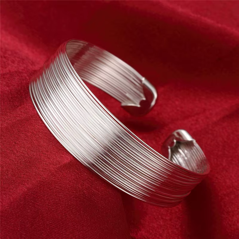 Silver Coil Strands  Silver Bracelet